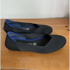 Rothy's Black Flats with Blue Trim
